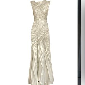 Elegant Asymmetrical Cream Dress